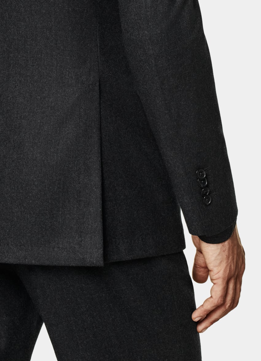 SUITSUPPLY Vinter Ren S120's-ullflanell från Vitale Barberis Canonico, Italien Havana mörkgrå kostym med tailored fit