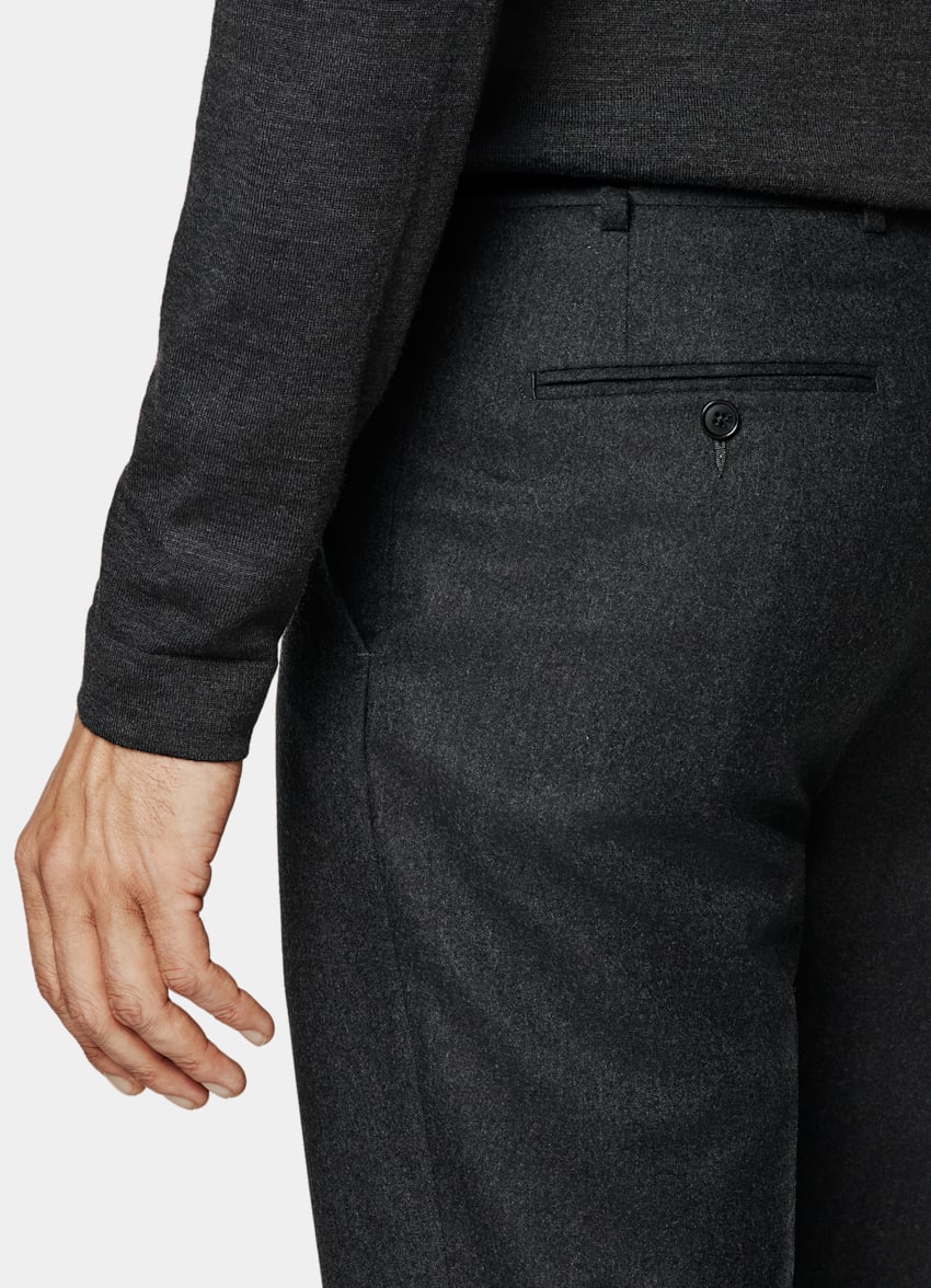 SUITSUPPLY Vinter Ren S120's-ullflanell från Vitale Barberis Canonico, Italien Havana mörkgrå kostym med tailored fit