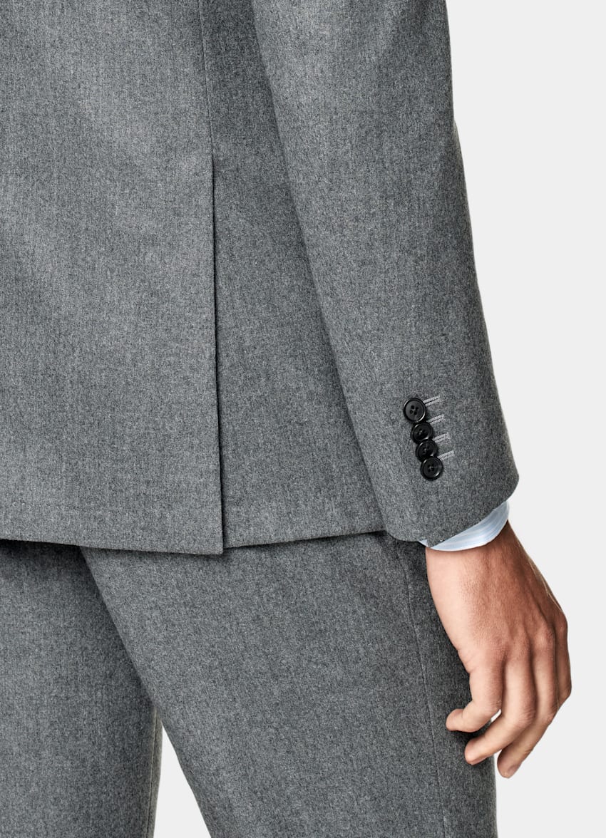 SUITSUPPLY Vinter Ren S120's-ullflanell från Vitale Barberis Canonico, Italien Havana medelgrå kostym med tailored fit