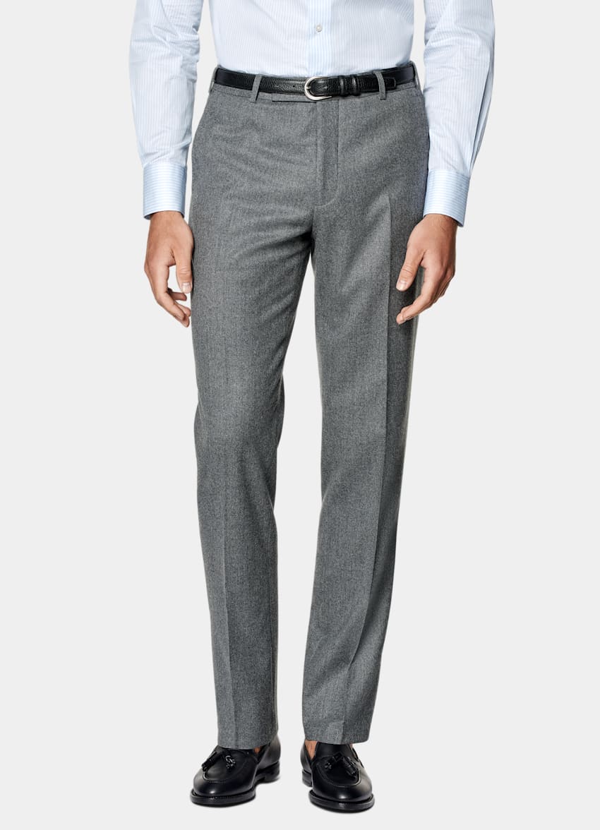 SUITSUPPLY Invierno Franela de pura lana S120s de Vitale Barberis Canonico, Italia Traje Havana gris intermedio corte Tailored