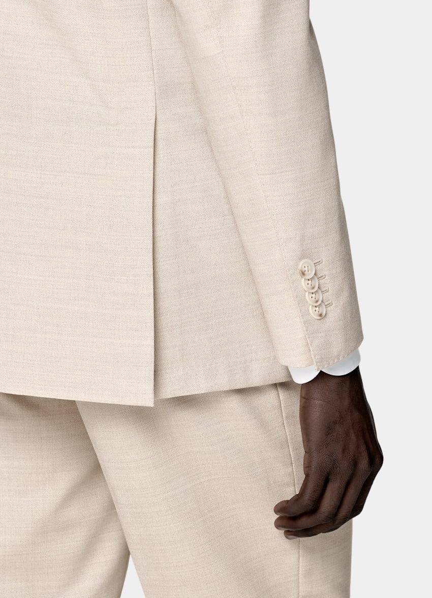 SUITSUPPLY All Season Wrinkle-Free 4-Ply Wool by Rogna, Italy Sand Tailored Fit Havana Suit