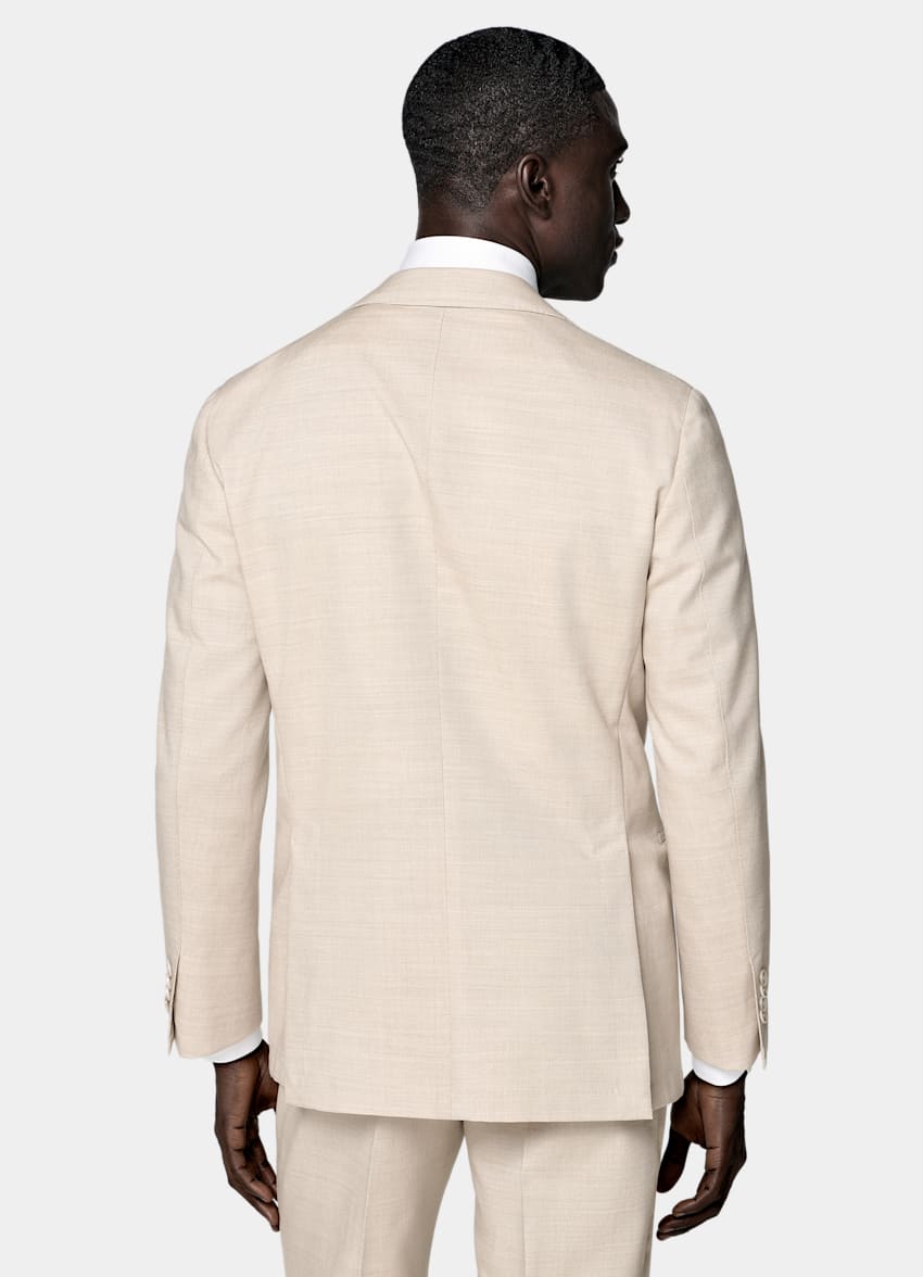 SUITSUPPLY All Season Wrinkle-Free 4-Ply Wool by Rogna, Italy Sand Tailored Fit Havana Suit