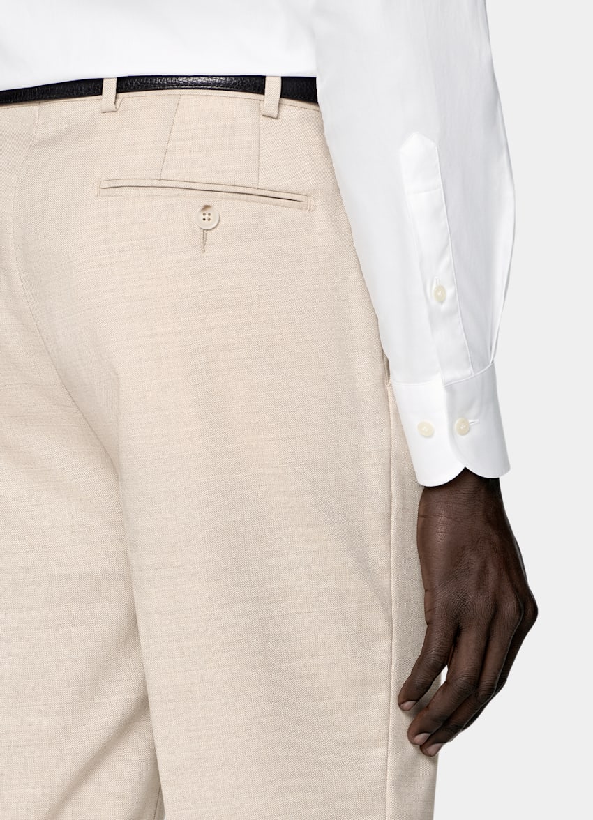 SUITSUPPLY All Season Wrinkle-Free 4-Ply Wool by Rogna, Italy Sand Tailored Fit Havana Suit