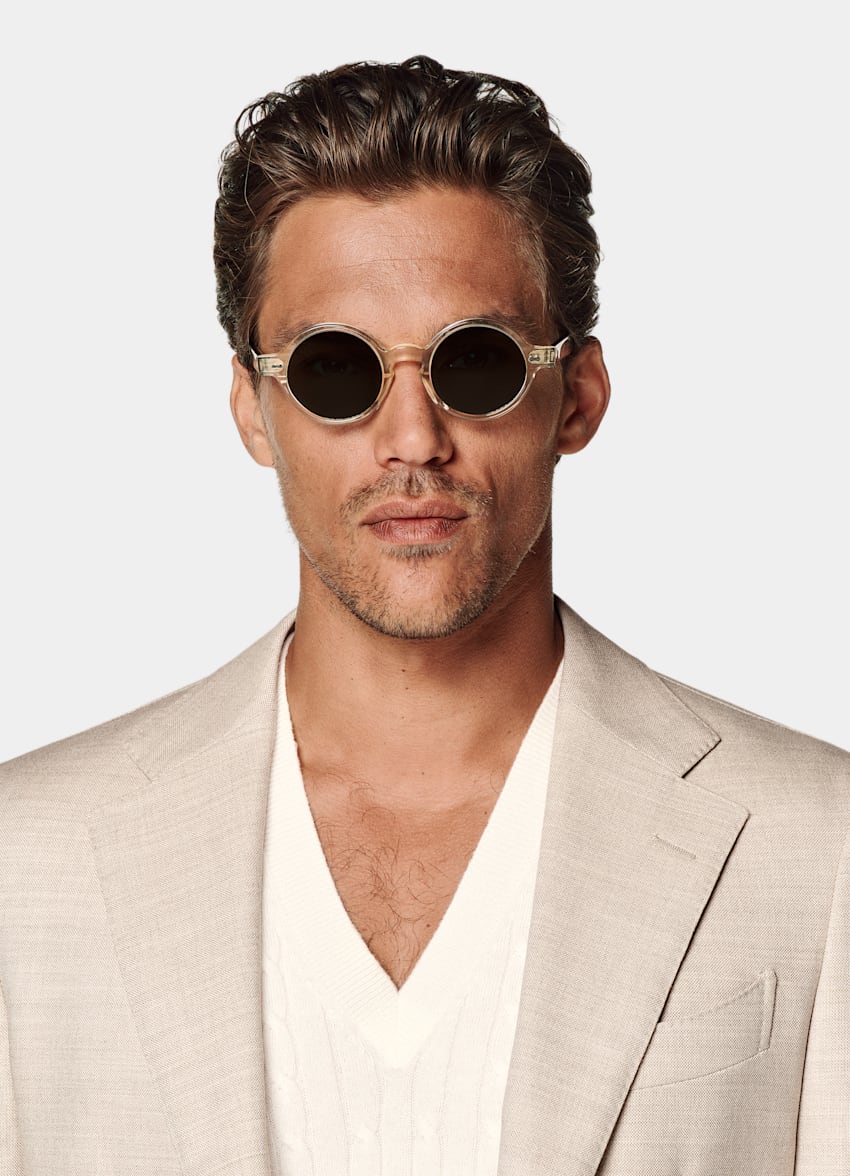 SUITSUPPLY All Season Czysta wełna Traveller 4-Ply od Rogna, Włochy Garnitur Havana tailored fit w kolorze piasku