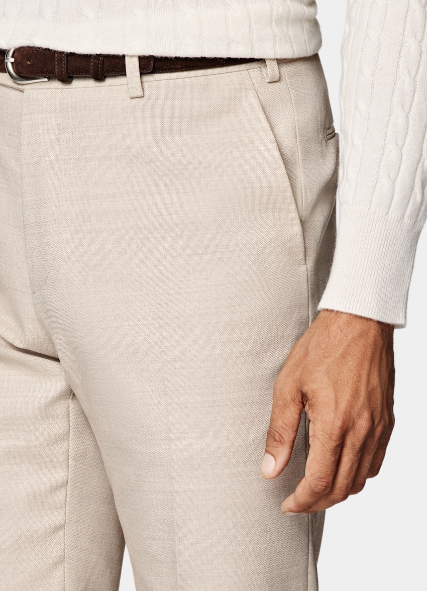 SUITSUPPLY All Season Czysta wełna Traveller 4-Ply od Rogna, Włochy Garnitur Havana tailored fit w kolorze piasku