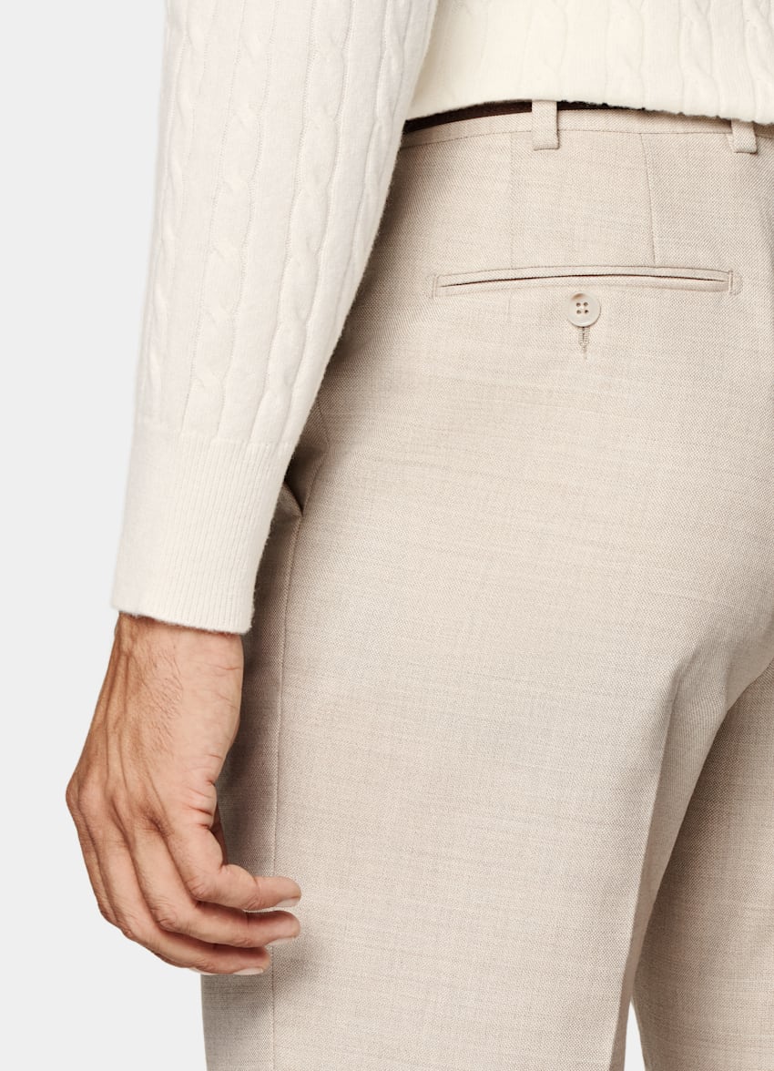 SUITSUPPLY All Season Czysta wełna Traveller 4-Ply od Rogna, Włochy Garnitur Havana tailored fit w kolorze piasku