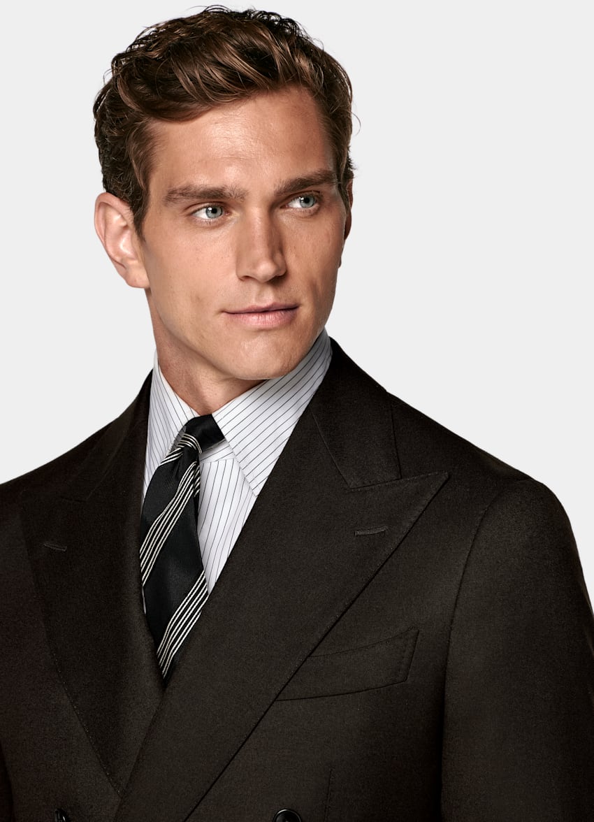 SUITSUPPLY Invierno Franela de pura lana S120s de Vitale Barberis Canonico, Italia Traje Havana marrón oscuro corte Tailored