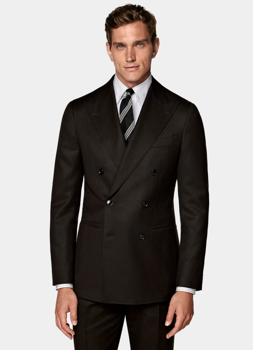SUITSUPPLY Invierno Franela de pura lana S120s de Vitale Barberis Canonico, Italia Traje Havana marrón oscuro corte Tailored