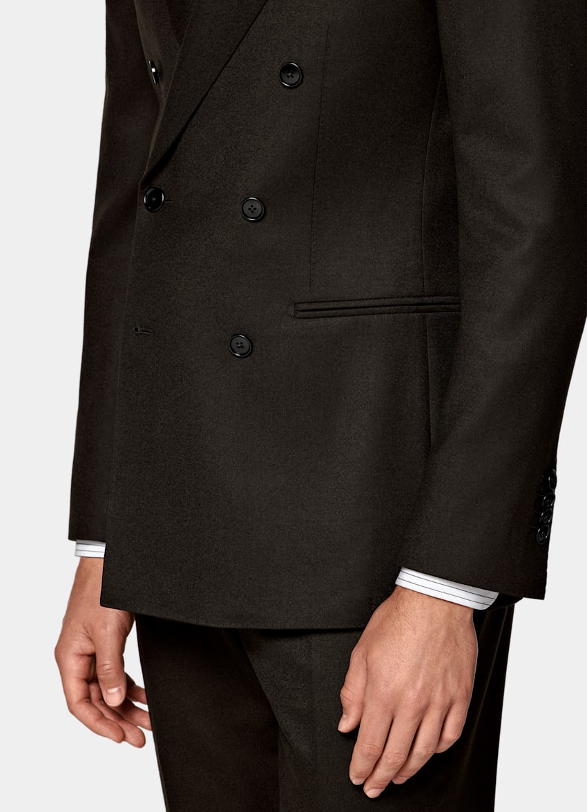 SUITSUPPLY Invierno Franela de pura lana S120s de Vitale Barberis Canonico, Italia Traje Havana marrón oscuro corte Tailored