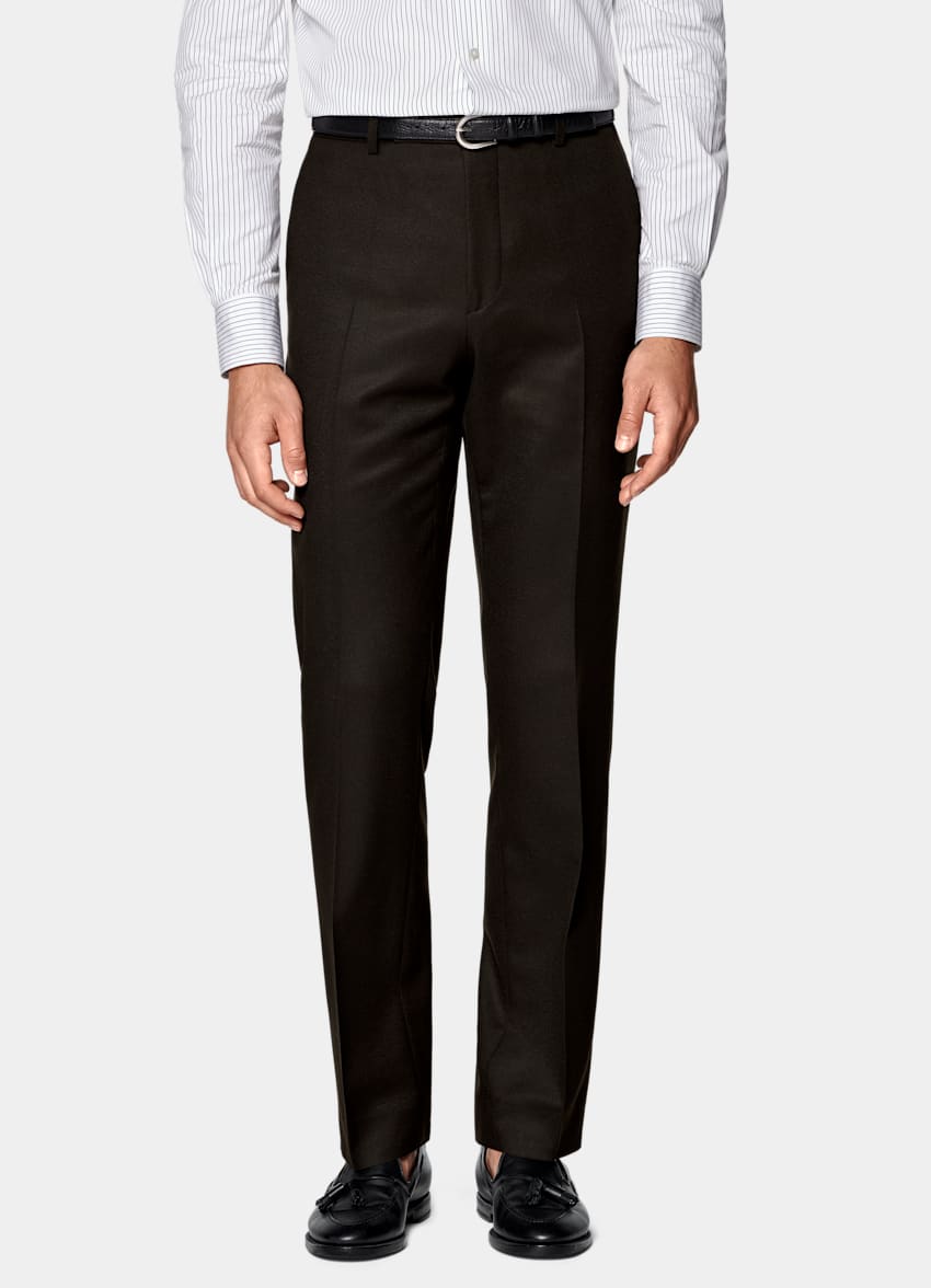 SUITSUPPLY Invierno Franela de pura lana S120s de Vitale Barberis Canonico, Italia Traje Havana marrón oscuro corte Tailored