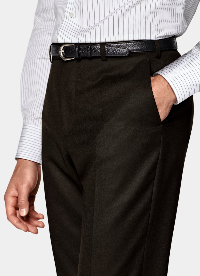 SUITSUPPLY Invierno Franela de pura lana S120s de Vitale Barberis Canonico, Italia Traje Havana marrón oscuro corte Tailored