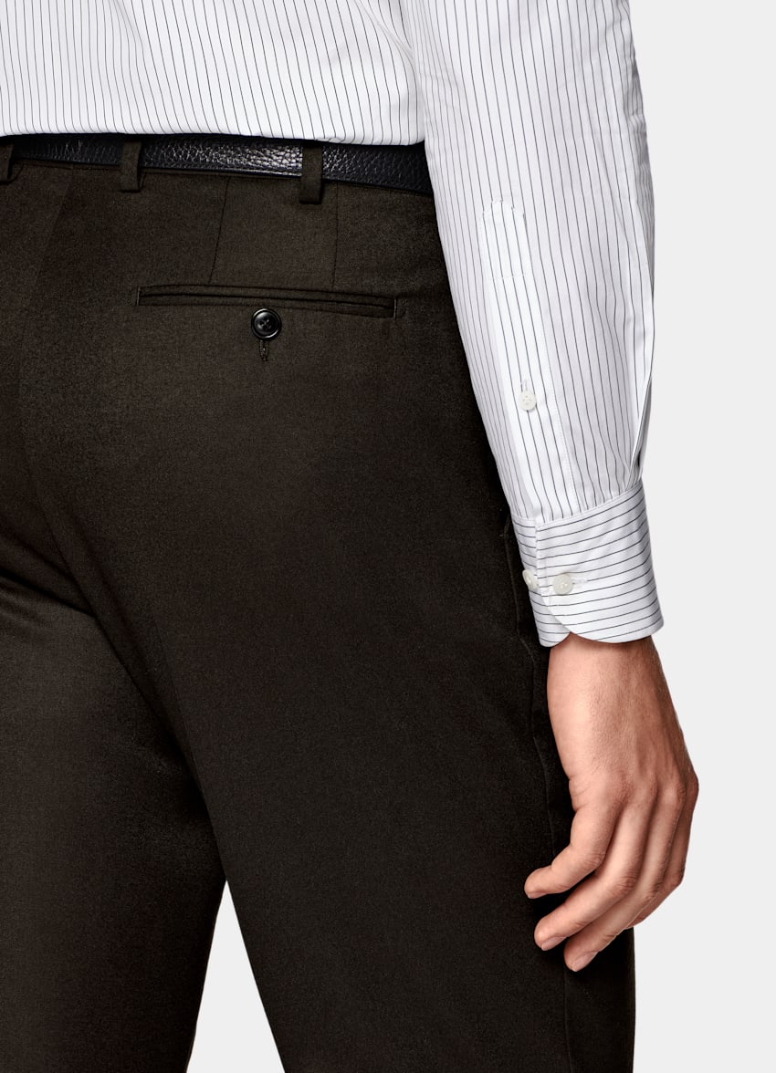 SUITSUPPLY Invierno Franela de pura lana S120s de Vitale Barberis Canonico, Italia Traje Havana marrón oscuro corte Tailored