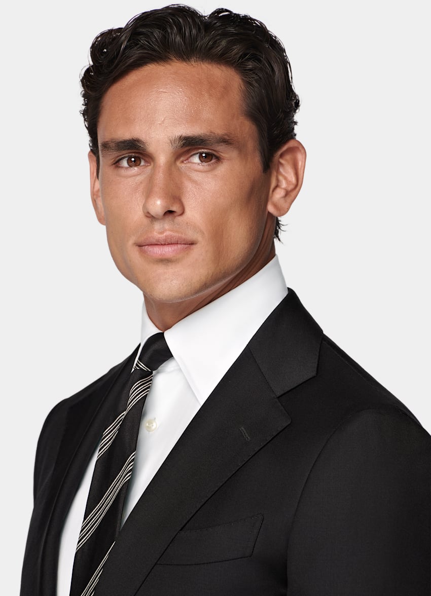 SUITSUPPLY All Season Pure S110's Wool by Vitale Barberis Canonico, Italy Black Tailored Fit Havana Suit