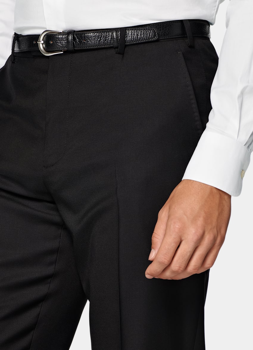 SUITSUPPLY All Season Pure S110's Wool by Vitale Barberis Canonico, Italy Black Tailored Fit Havana Suit