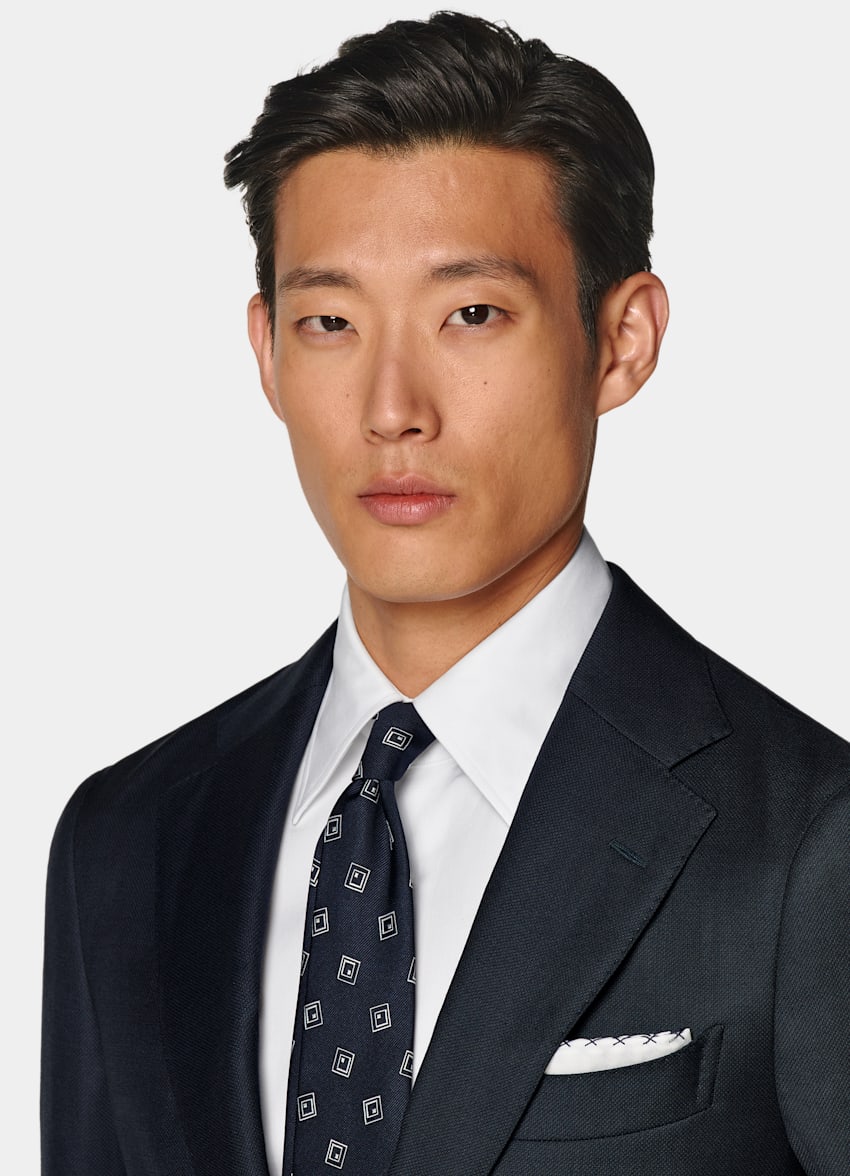 SUITSUPPLY 四季 意大利 Reda 生产的S130 支羊毛面料 Havana 藏青色合体身型西装