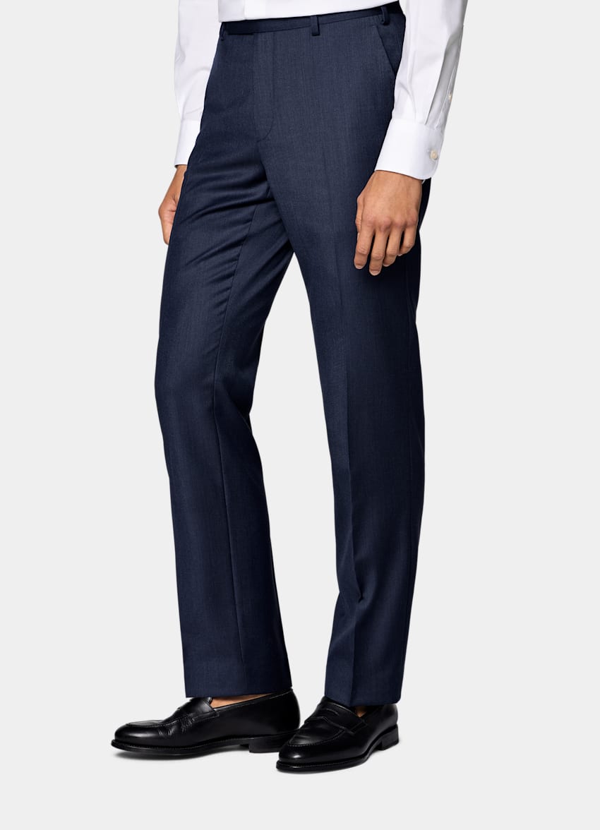 SUITSUPPLY All Season Pure S110's Wool by Vitale Barberis Canonico, Italy Mid Blue Three-Piece Tailored Fit Havana Suit