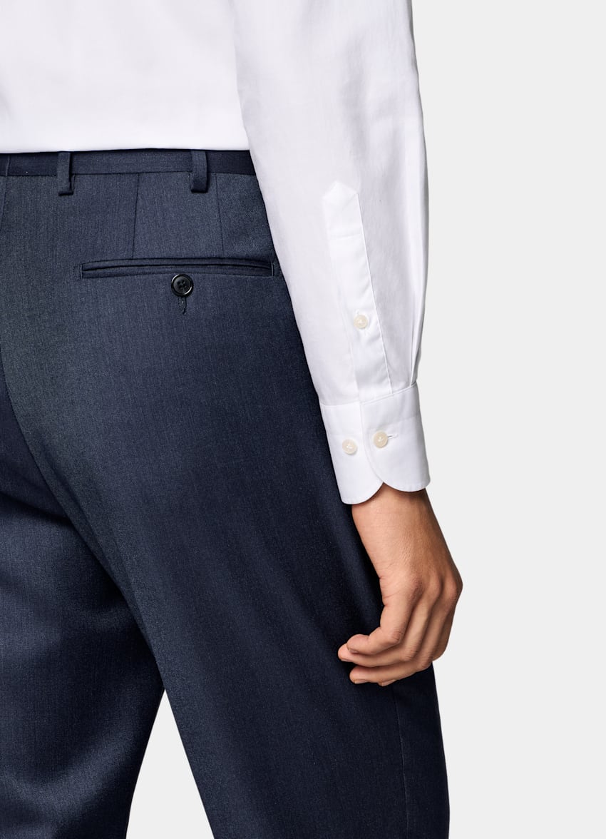 SUITSUPPLY All Season Pure S110's Wool by Vitale Barberis Canonico, Italy Mid Blue Three-Piece Tailored Fit Havana Suit