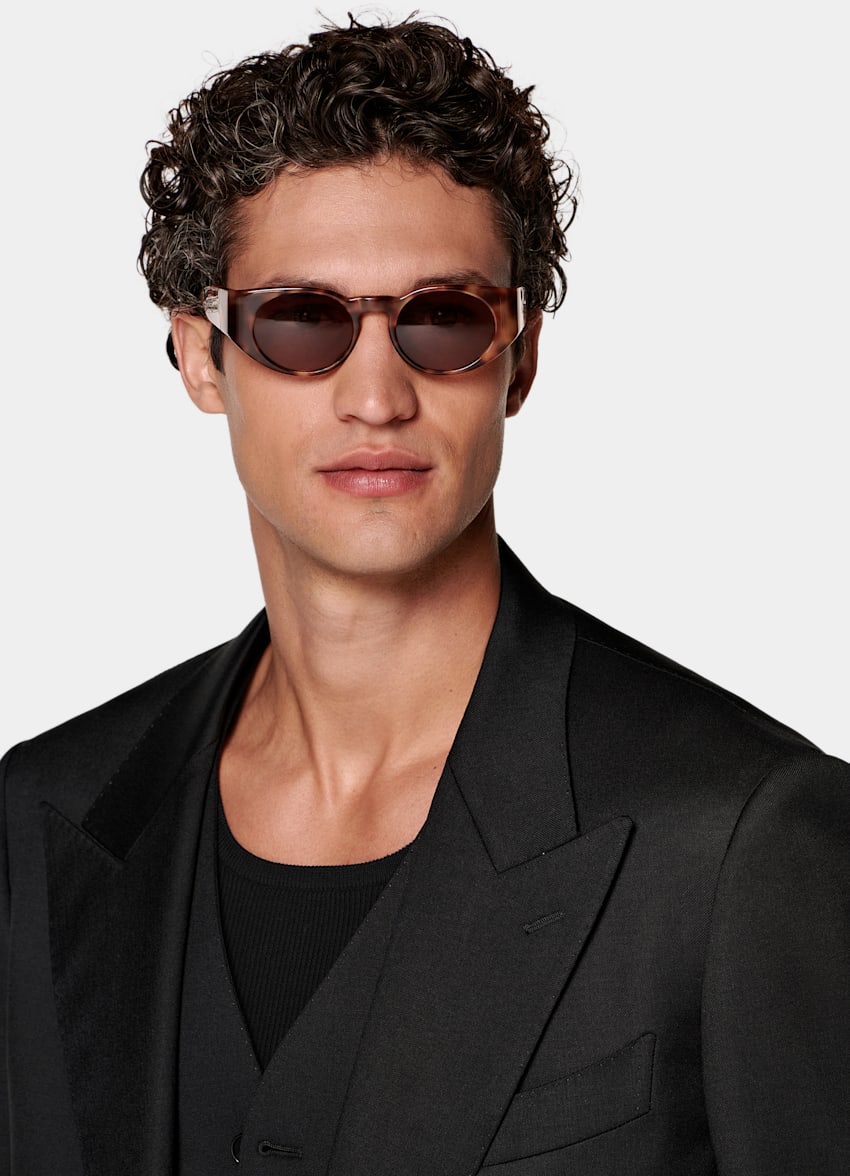 SUITSUPPLY All Season Wool Mohair by Vitale Barberis Canonico, Italy Black Three-Piece Relaxed Fit Roma Suit