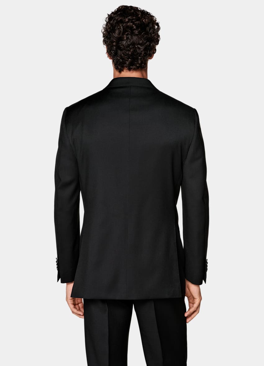 SUITSUPPLY All Season Wool Mohair by Vitale Barberis Canonico, Italy Black Three-Piece Relaxed Fit Roma Suit