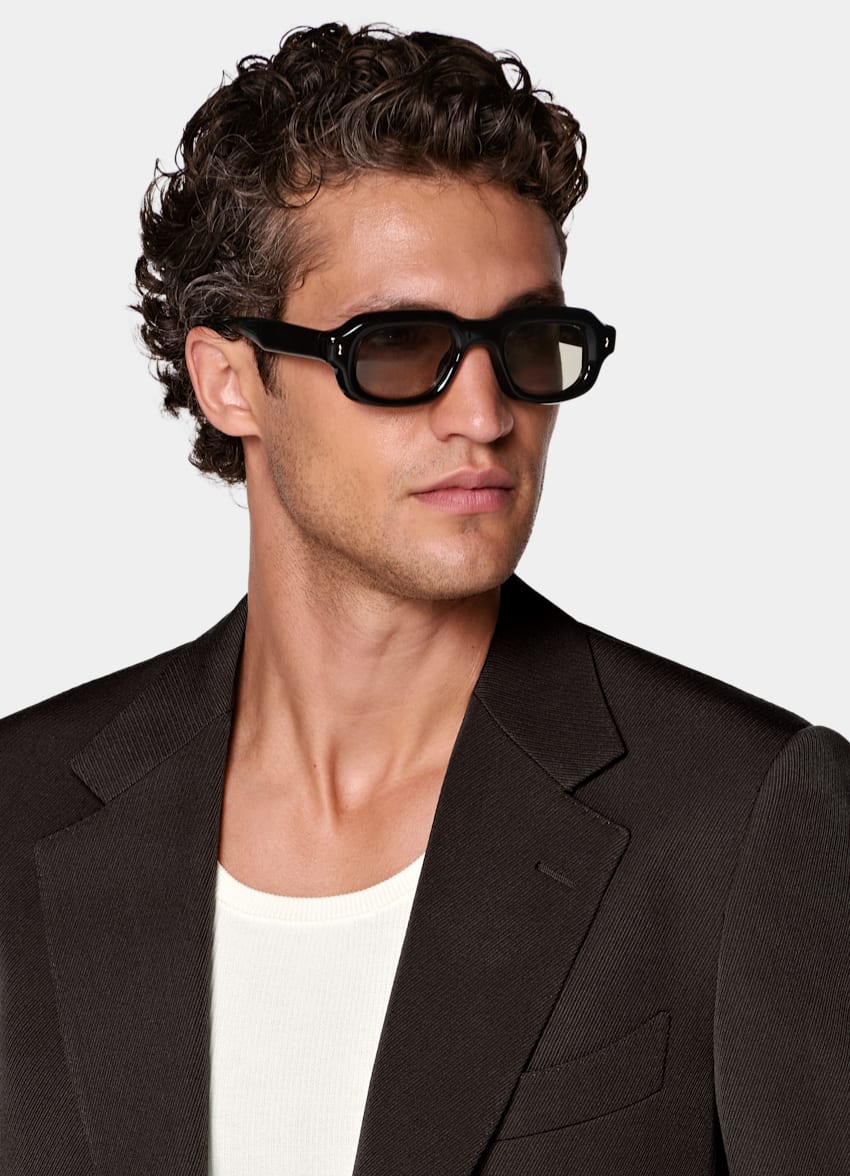 SUITSUPPLY All Season Wrinkle-Free 4-Ply Wool van Rogna, Itali&euml; Dark Brown Tailored Fit Milano Suit
