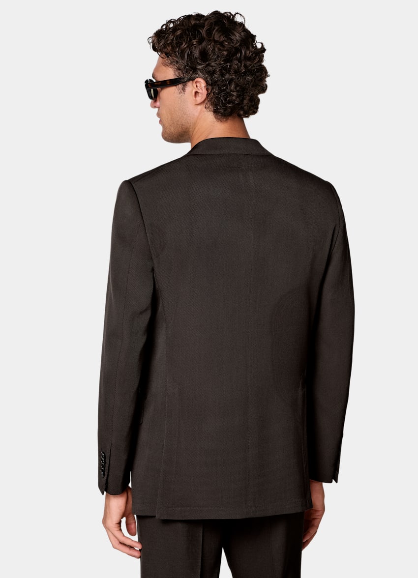 SUITSUPPLY All Season Wrinkle-Free 4-Ply Wool van Rogna, Itali&euml; Dark Brown Tailored Fit Milano Suit