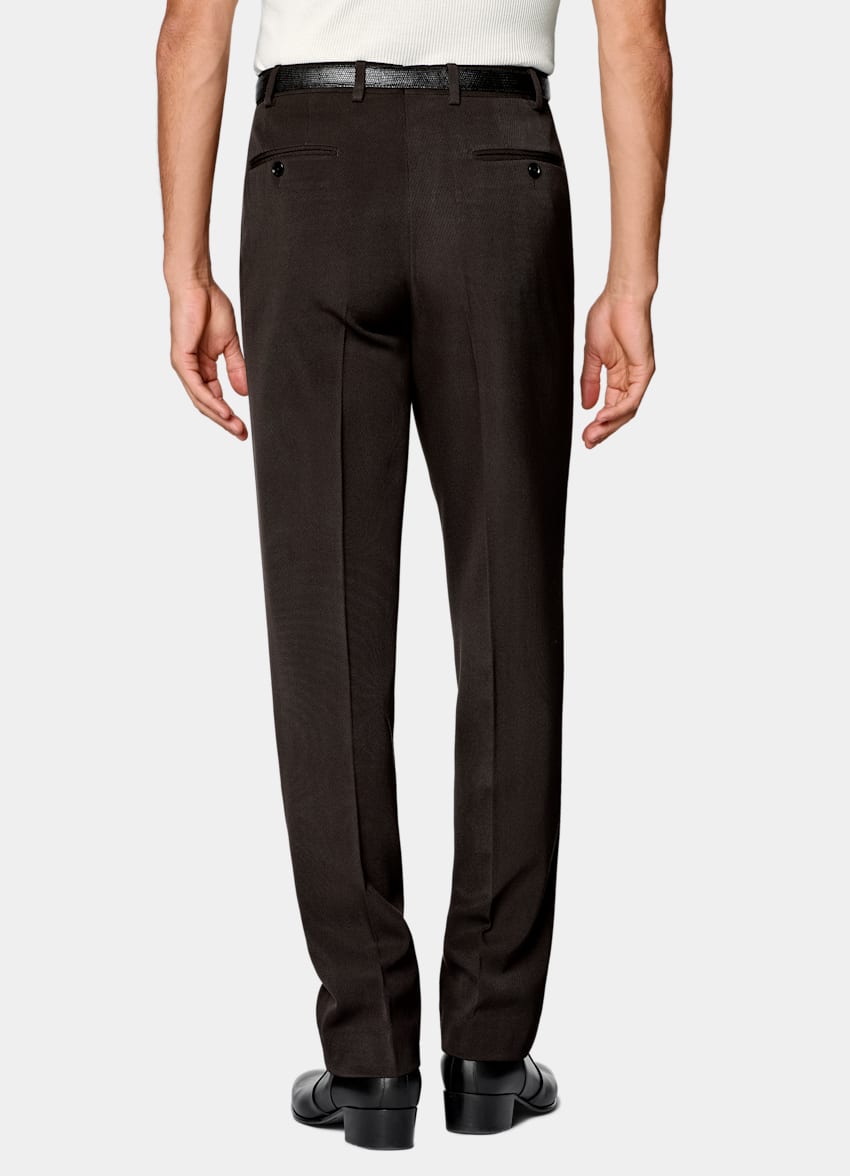 SUITSUPPLY All Season Wrinkle-Free 4-Ply Wool van Rogna, Itali&euml; Dark Brown Tailored Fit Milano Suit