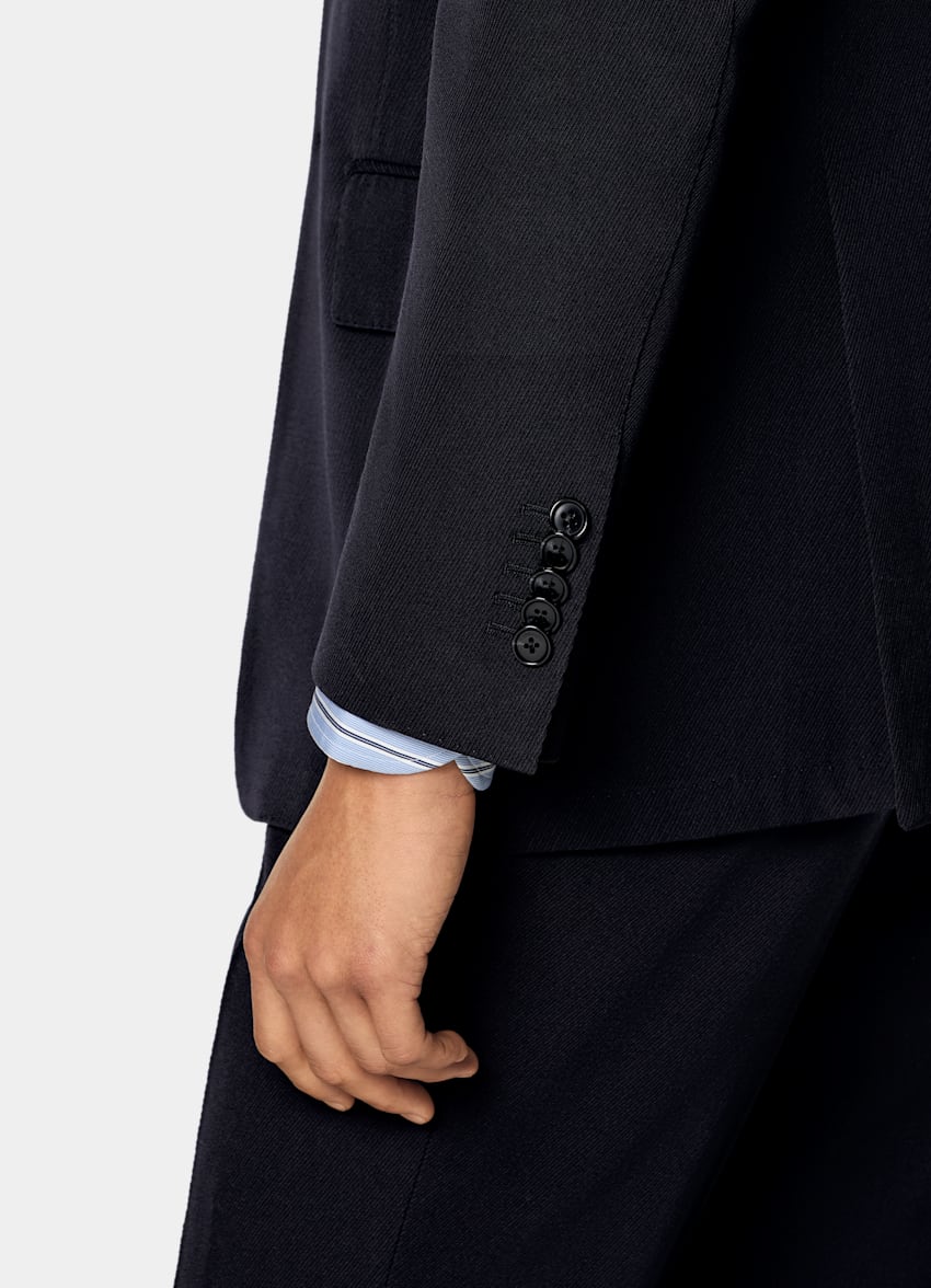 SUITSUPPLY All Season Wrinkle-Free 4-Ply Wool by Rogna, Italy Navy Tailored Fit Milano Suit