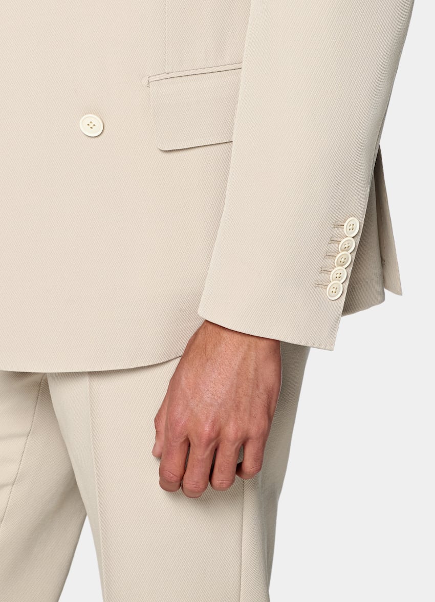 SUITSUPPLY All Season Wrinkle-Free 4-Ply Wool by Rogna, Italy Light Brown Tailored Fit Milano Suit