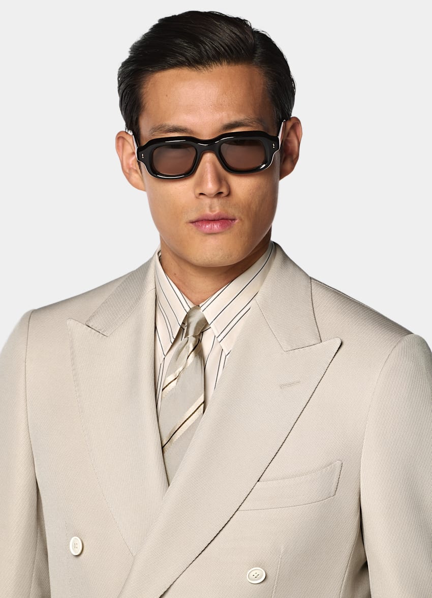 SUITSUPPLY All Season Wrinkle-Free 4-Ply Wool by Rogna, Italy Light Brown Tailored Fit Milano Suit