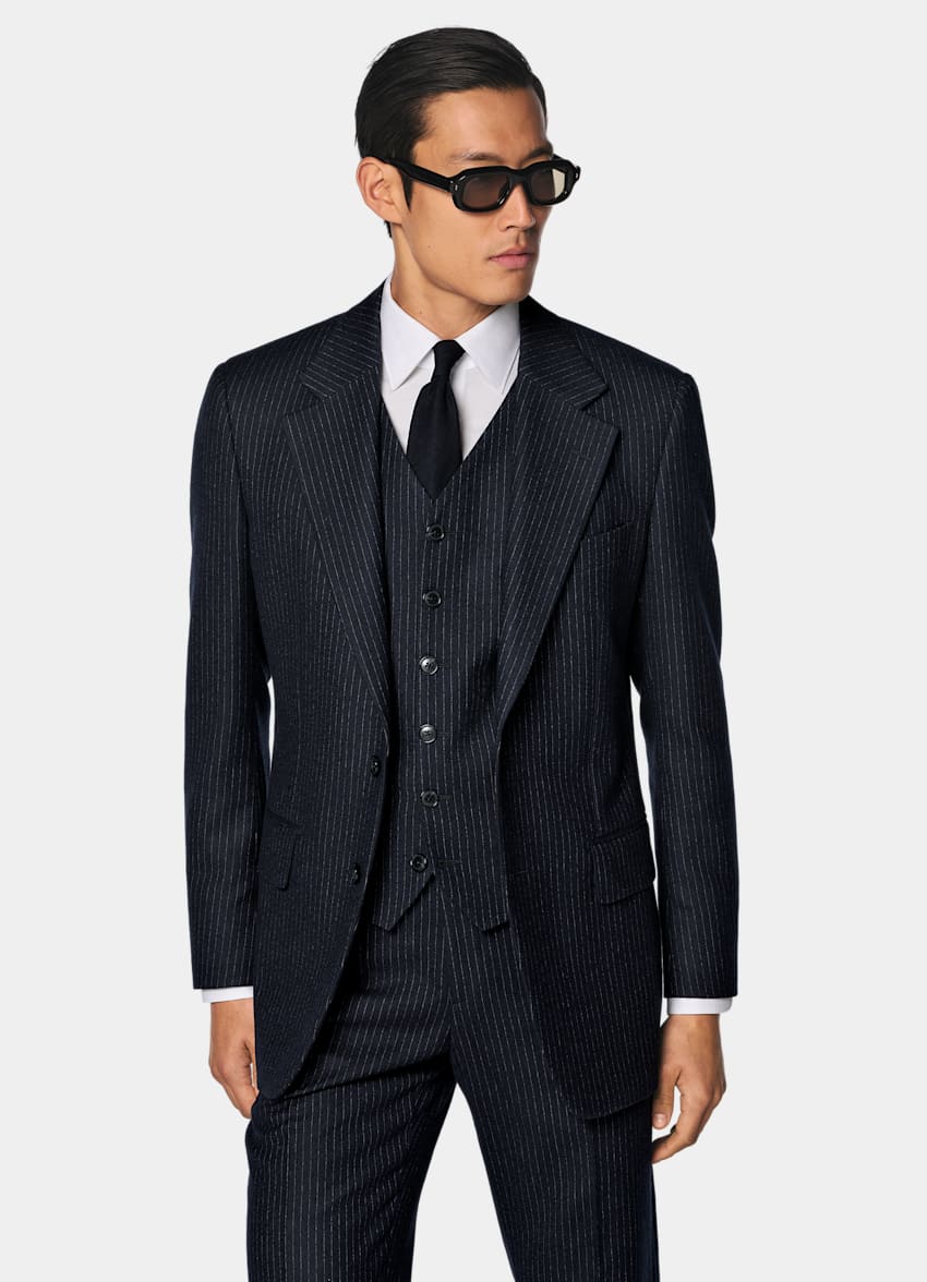 SUITSUPPLY Winter Pure Wool von Savile Clifford, Vereinigtes K&ouml;nigreich Navy Relaxed Fit Roma Suit
