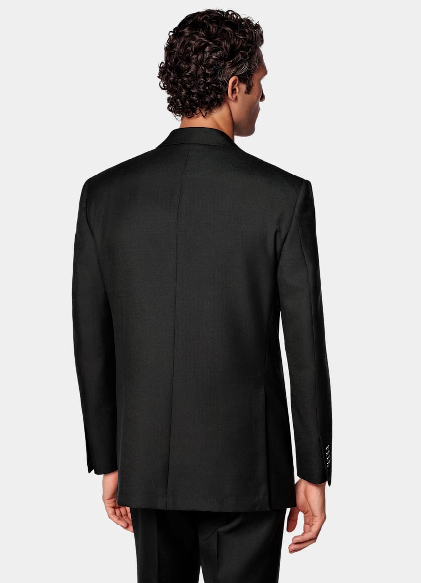 SUITSUPPLY All Season Wool Mohair by Rogna, Italy Black Relaxed Fit Roma Suit