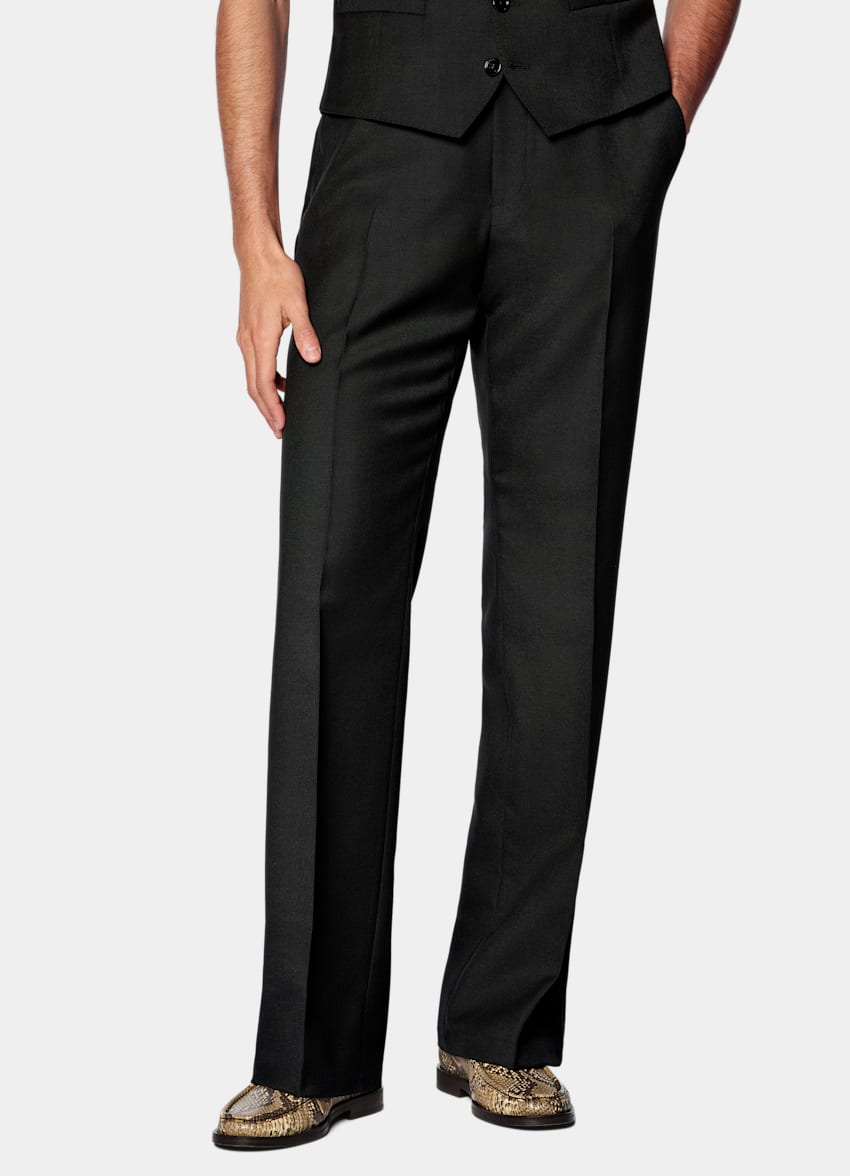 SUITSUPPLY All Season Wool Mohair by Rogna, Italy Black Relaxed Fit Roma Suit
