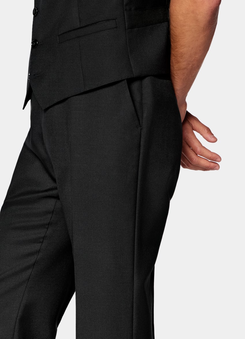 SUITSUPPLY All Season Wool Mohair by Rogna, Italy Black Relaxed Fit Roma Suit