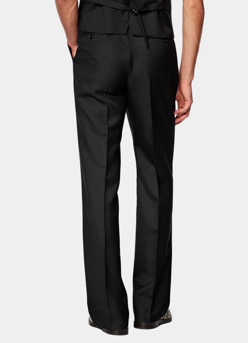SUITSUPPLY All Season Wool Mohair by Rogna, Italy Black Relaxed Fit Roma Suit