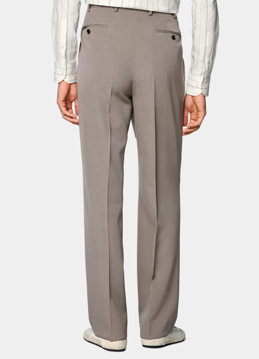 SUITSUPPLY All Season Wrinkle-Free 4-Ply Wool de Rogna, Italia Mid Taupe Relaxed Fit Roma Suit