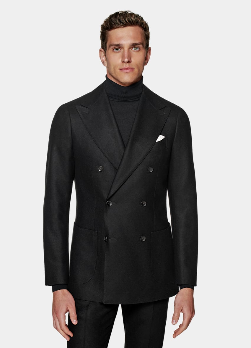 SUITSUPPLY Circular Wool Flannel by Vitale Barberis Canonico, Italy Black Havana Suit
