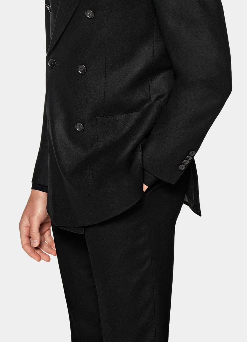 SUITSUPPLY Circular Wool Flannel by Vitale Barberis Canonico, Italy Black Havana Suit