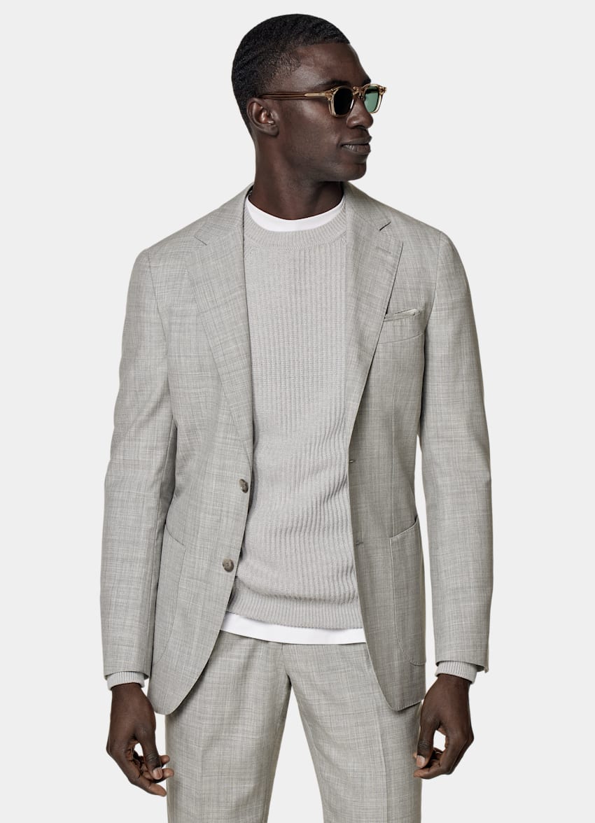 Light Grey Soho Suit Pants in Pure S120's Tropical Wool