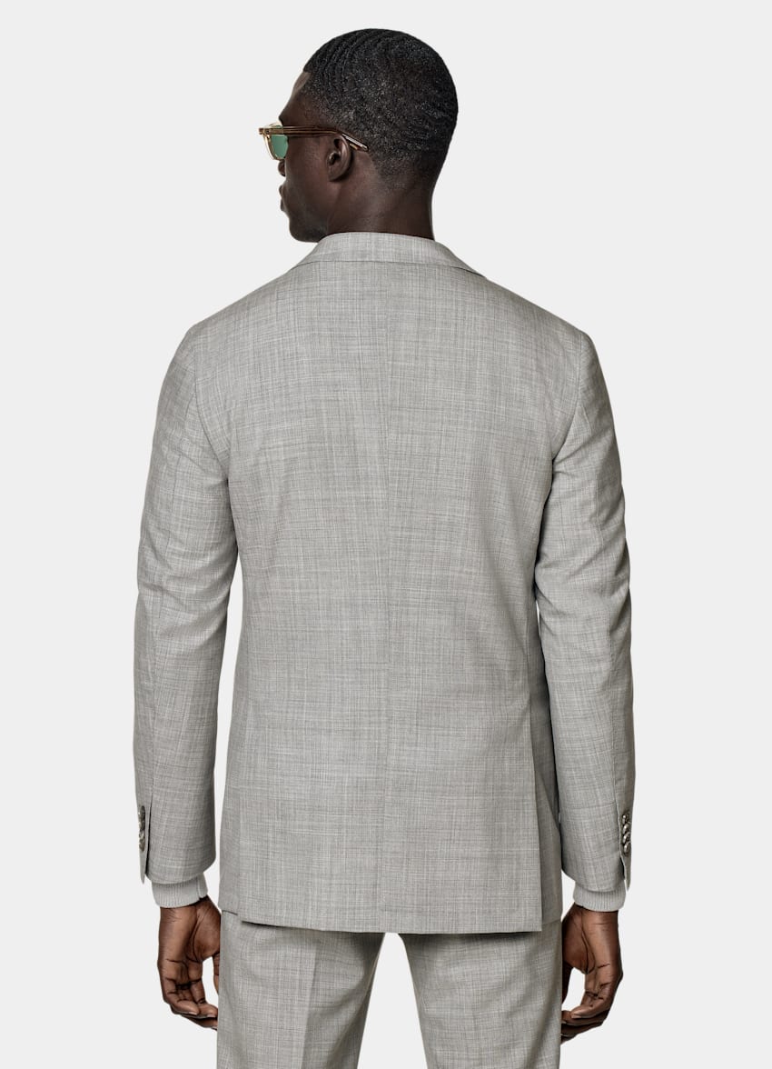 SUITSUPPLY Pure S120's Tropical Wool by Vitale Barberis Canonico, Italy  Light Grey Tailored Fit Havana Suit