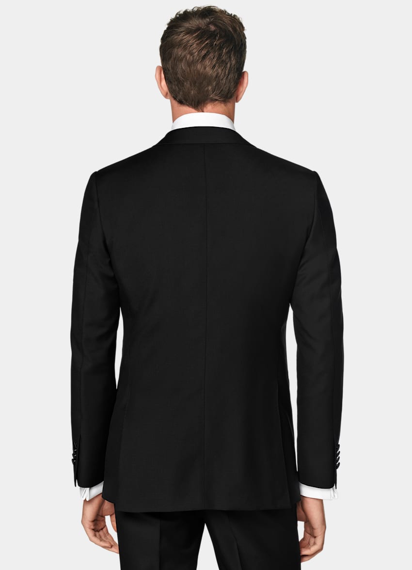 SUITSUPPLY All Season Pure S110's Wool by Vitale Barberis Canonico, Italy  Black Tailored Fit Lazio Tuxedo