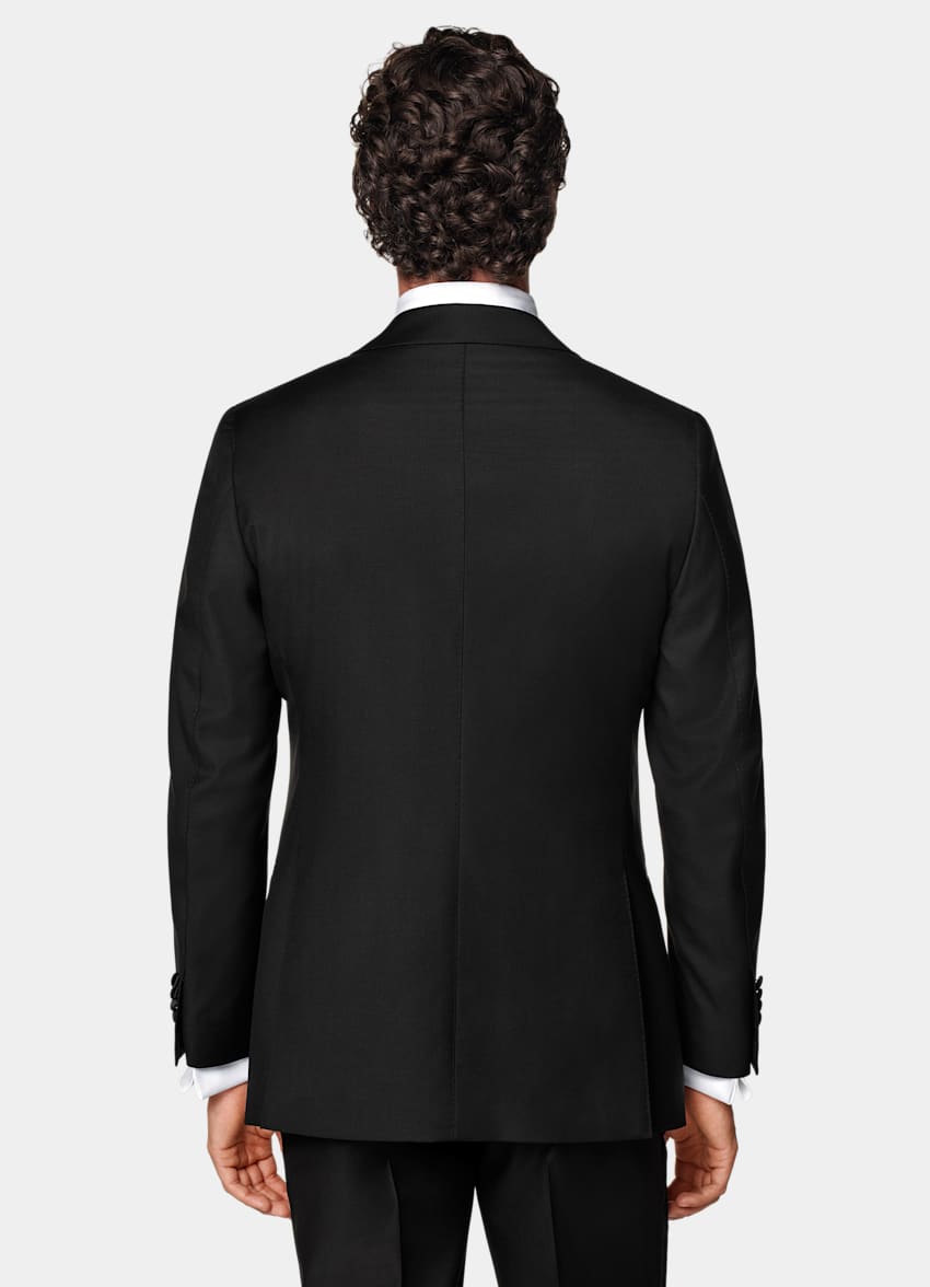 SUITSUPPLY All Season Pure S110's Wool by Vitale Barberis Canonico, Italy Black Three-Piece Tailored Fit Havana Tuxedo