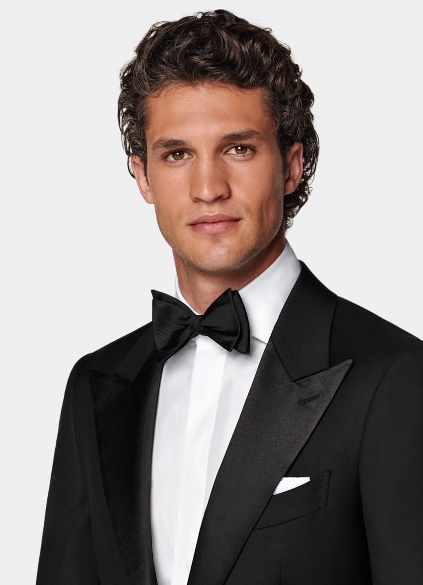 SUITSUPPLY All season Pure laine S110's par Vitale Barberis Canonico, Italie Smoking Havana coupe Tailored noir