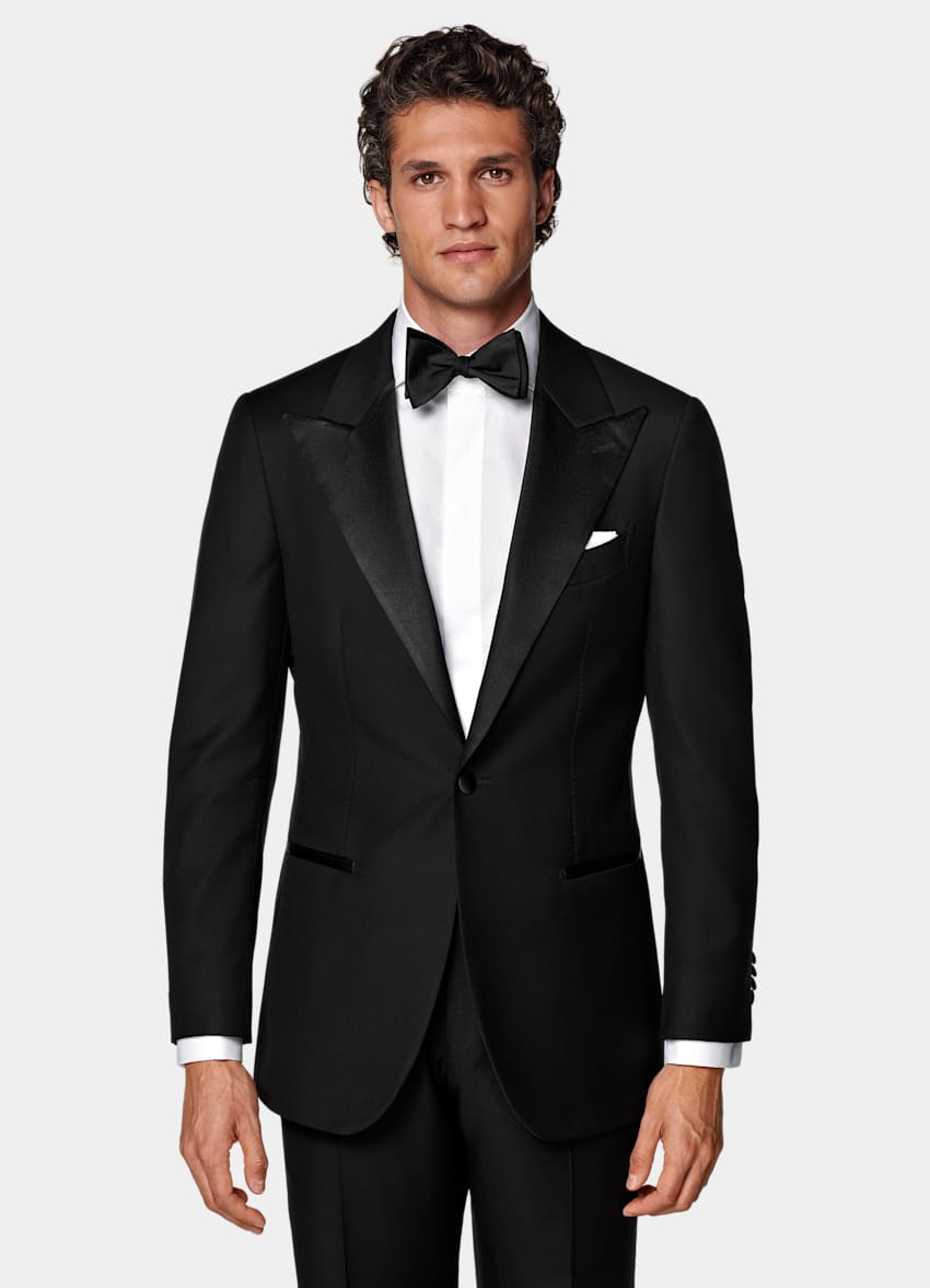 SUITSUPPLY All season Pure laine S110's par Vitale Barberis Canonico, Italie Smoking Havana coupe Tailored noir