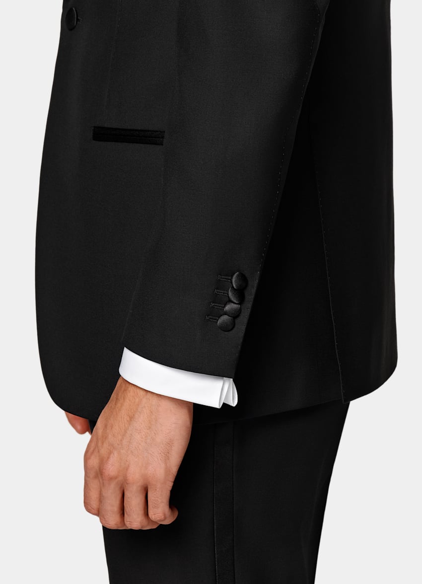 SUITSUPPLY All season Pure laine S110's par Vitale Barberis Canonico, Italie Smoking Havana coupe Tailored noir