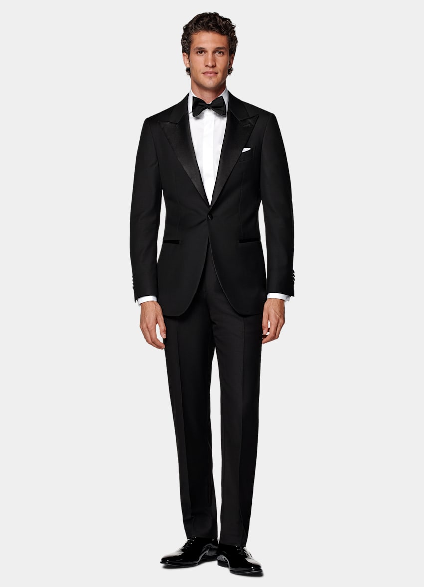 SUITSUPPLY All season Pure laine S110's par Vitale Barberis Canonico, Italie Smoking Havana coupe Tailored noir