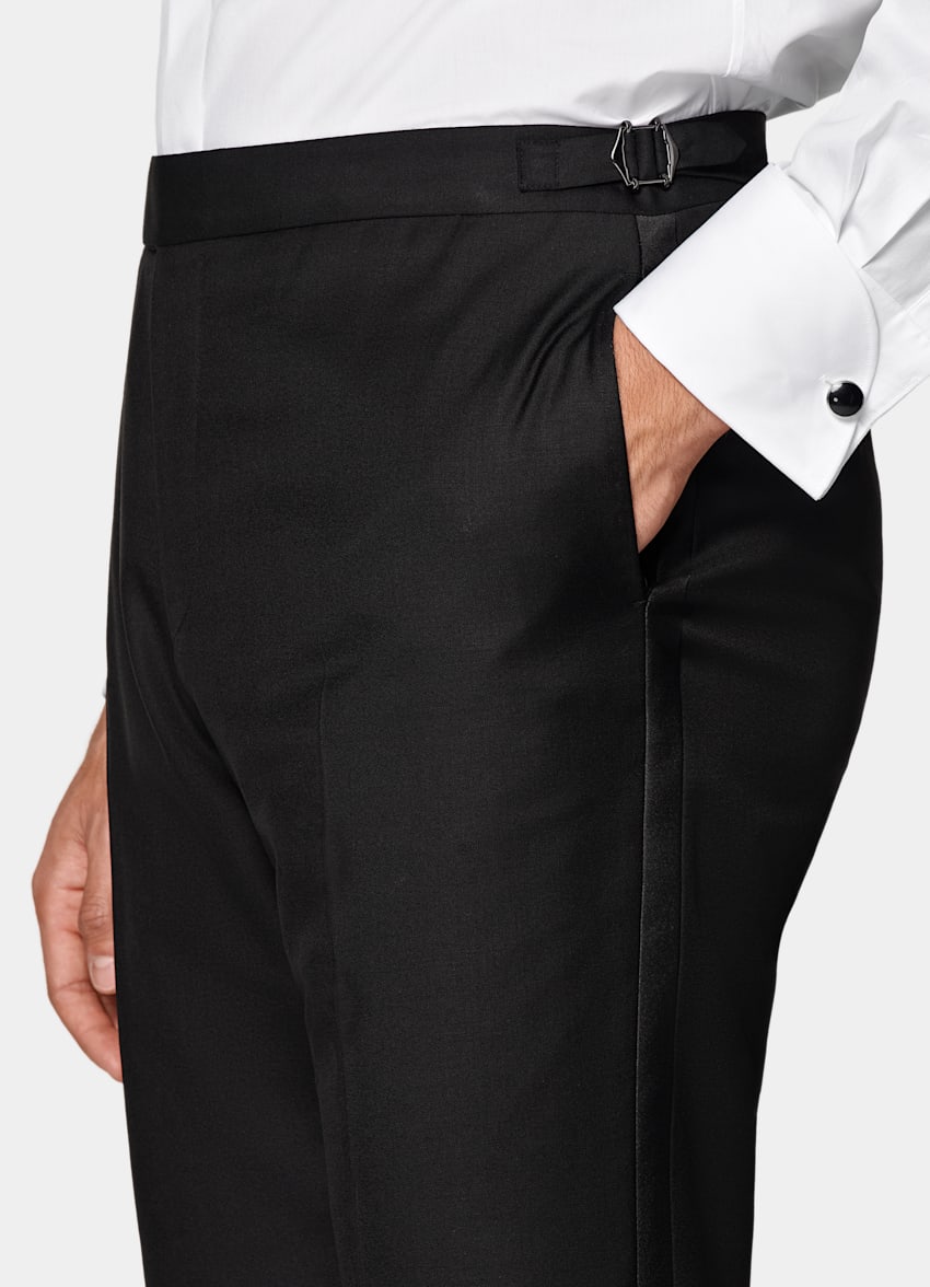 SUITSUPPLY All season Pure laine S110's par Vitale Barberis Canonico, Italie Smoking Havana coupe Tailored noir