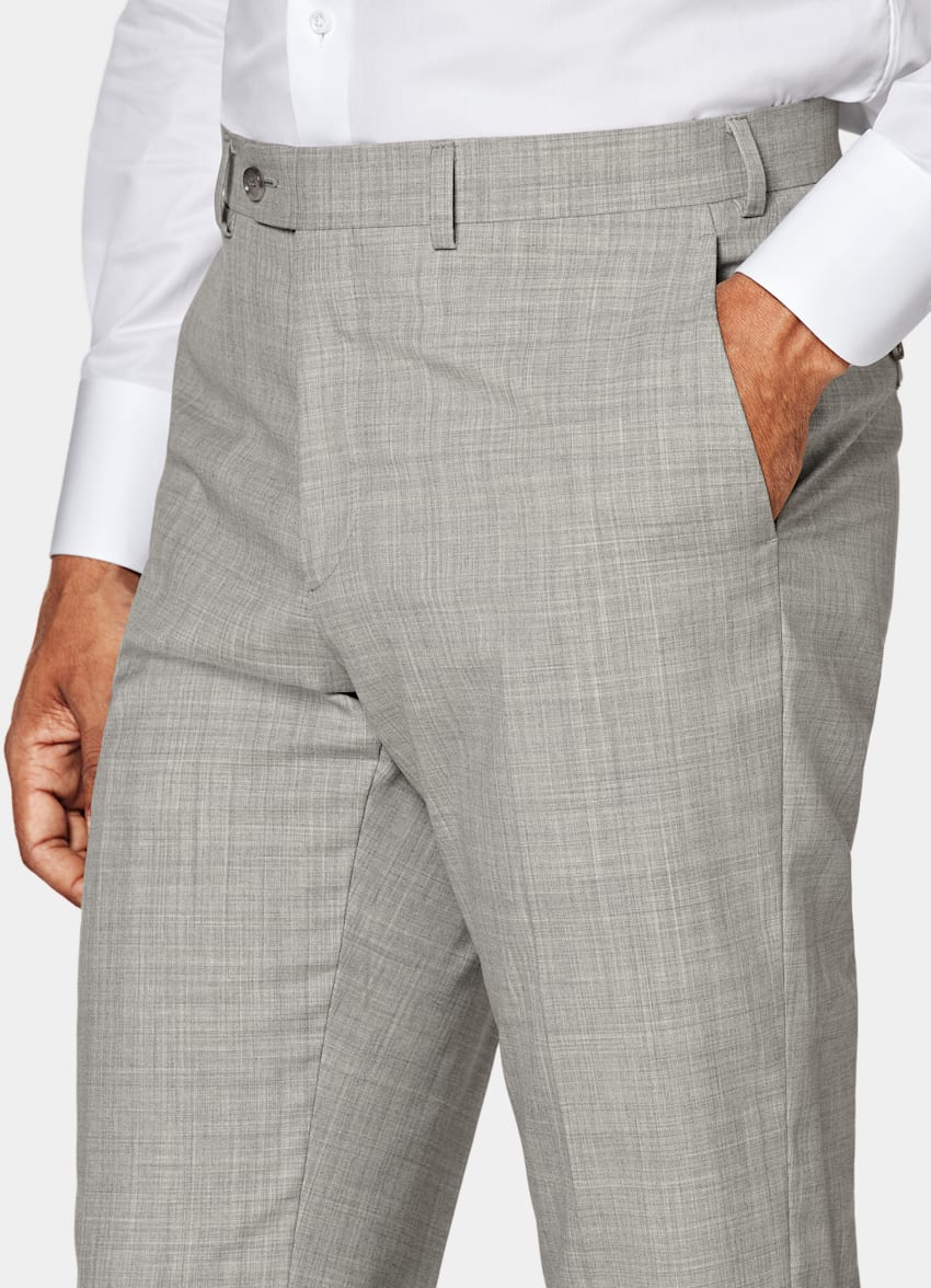 SUITSUPPLY Pure Tropical Wool S120's by Vitale Barberis Canonico, Italy Light Grey Three-Piece Havana Suit