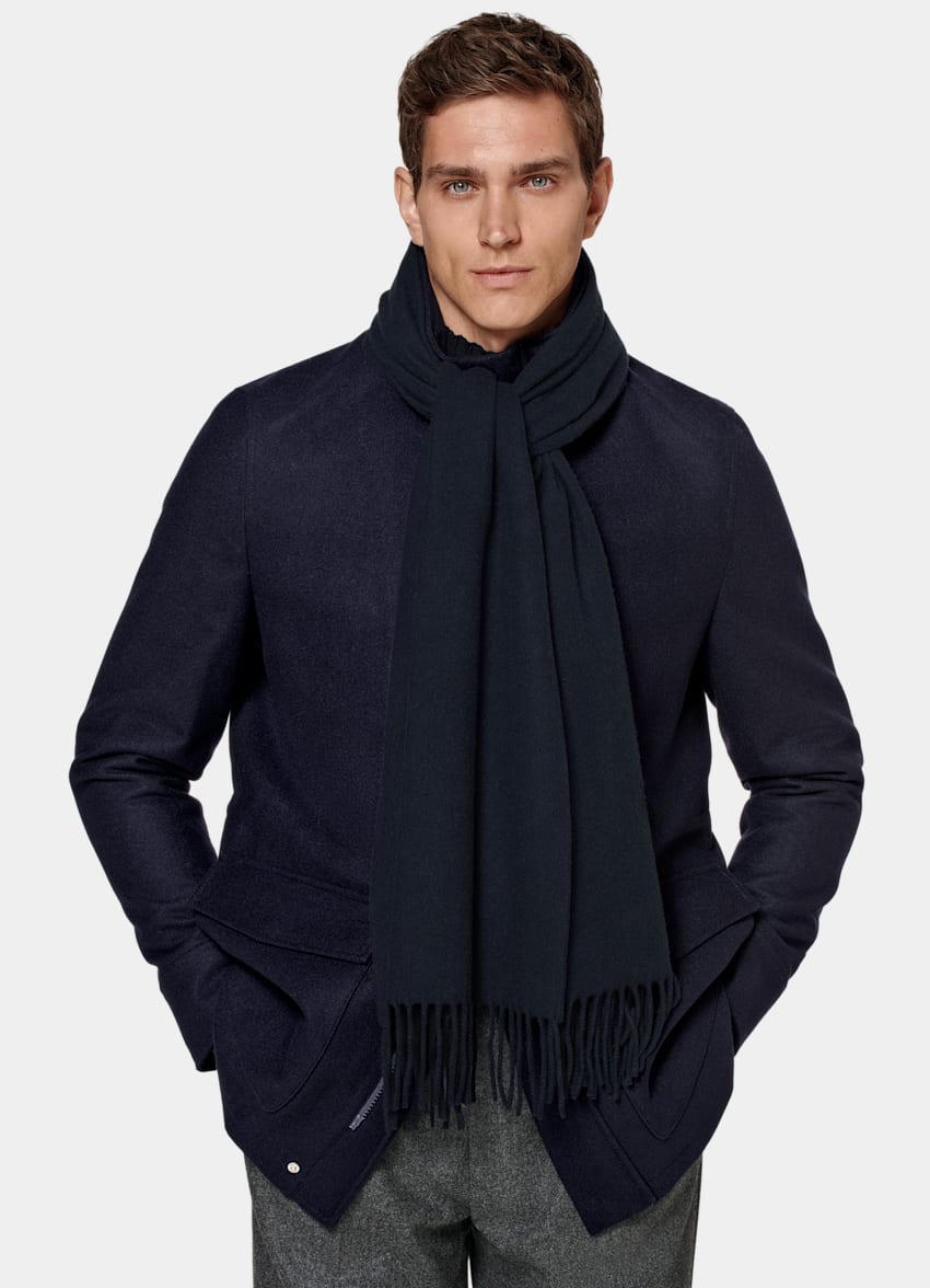 SUITSUPPLY Pure Cashmere by Cesare Gatti, Italy Navy Scarf
