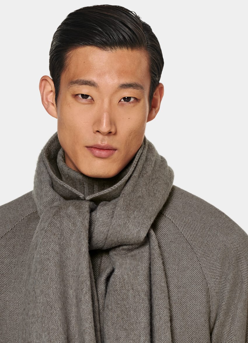 SUITSUPPLY Wool Cashmere by Rogna, Italy Light Brown Scarf