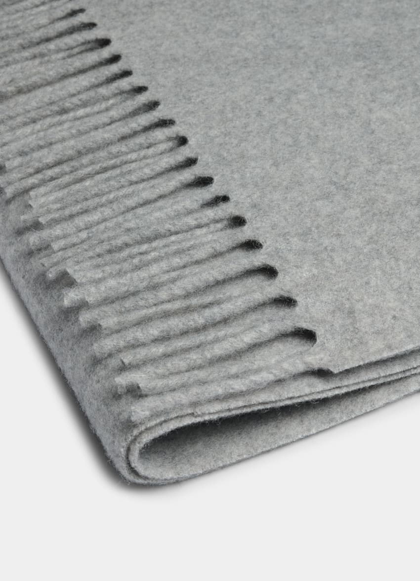 SUITSUPPLY Pure Cashmere Light Grey Scarf